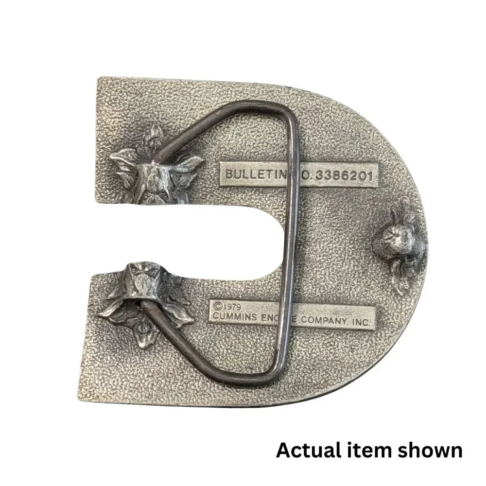 🚜 Vintage 1979 Cummins Engine Co Pewter Belt Buckle Diesel Trucker Rare